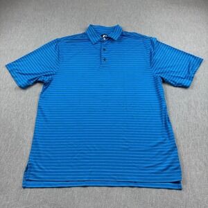 Footjoy Polo Shirt Men Large Blue Striped Golf Performance Golfing Athletic